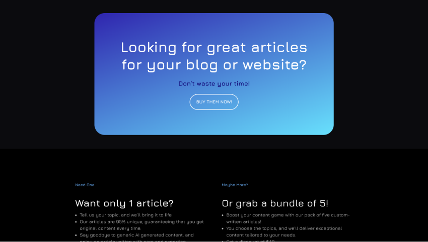 Landing Page for Copywriting Agency